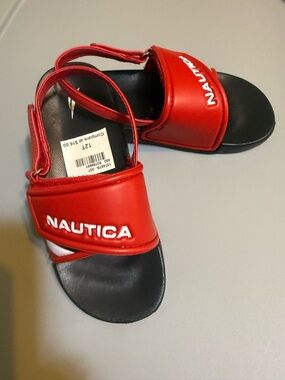 Nautica Red and Black Logo Slide Sandals